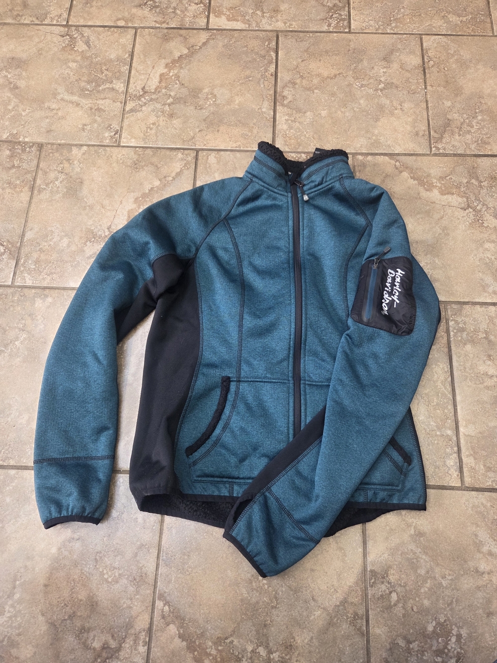 Harley Davidson Women's Teal Polyester Province Fleece Mid-Layer Jacket Size M